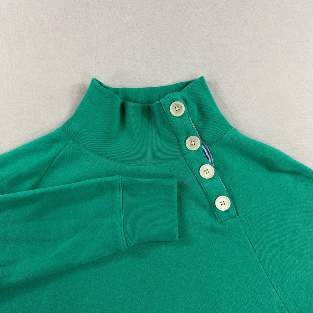J.Crew Sweatshirt Mock Neck Button Placket Green Women Size S NWT B0071